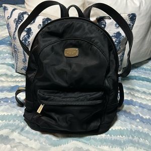 Michael kors nylon backpack in black with gold zippers